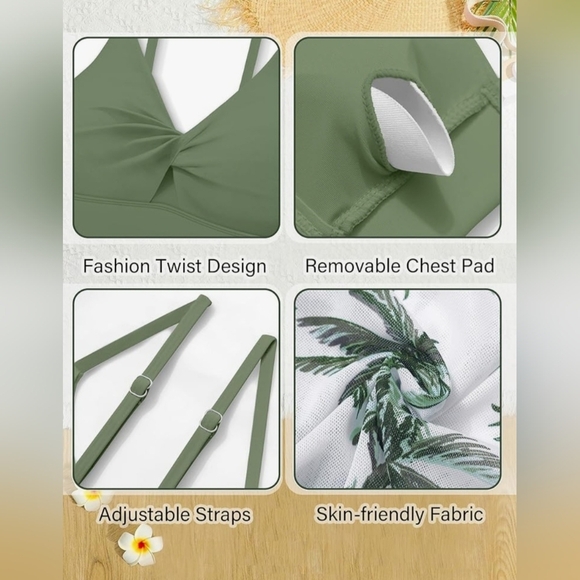 ⭐️5/$25 Green Girls One Piece Swimsuits Solid Color Teen Swimsuit Size 15/16 Yrs - Picture 2 of 8